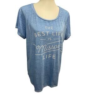 Best Life Is Missouri Life Womens XL Cotton Blend Scoop Short Sleeve Tee Shirt